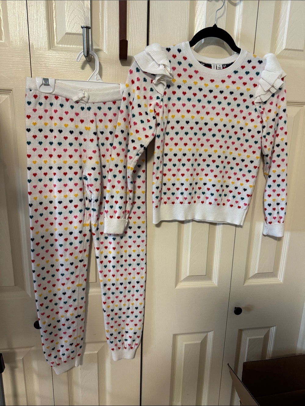 Kids White Heart-Print Set with Ruffle Shoulders Janie and Jack